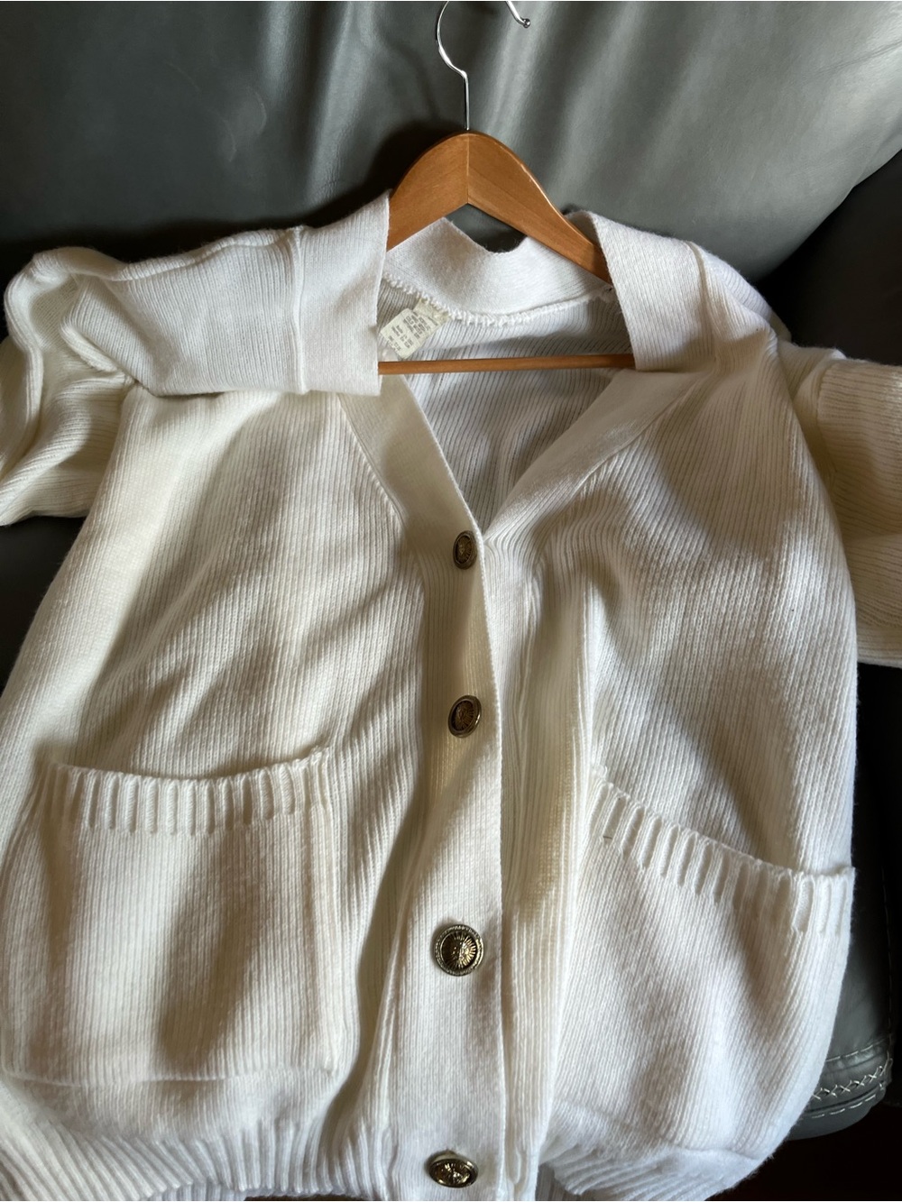 White Acrylic Sweater button down